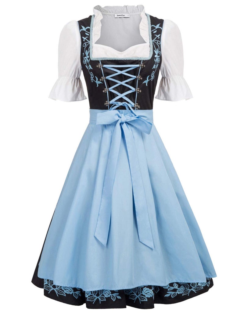 JASAMBAC Women's German Dirndl Dress Costume for European Oktoberfest Halloween Size XL Color Black - Image 1